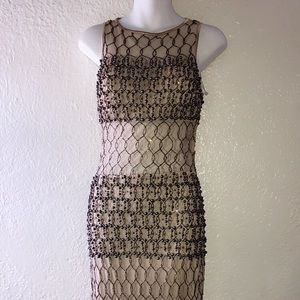 Beaded Taupe Dress